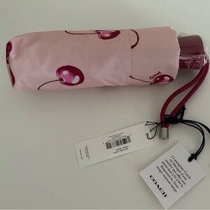 Coach Cherry Patterned Pink Umbrella NEW